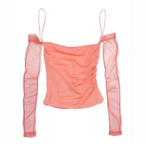 Helmut Lang Sheer Long Sleeve 2-in-1 Blouse Top, NEW - Picture 11 of 12